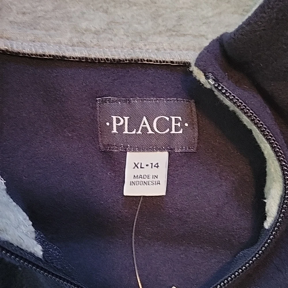 Childrens place one quarter zip navy,  royal gray fleece pull over 14/XL